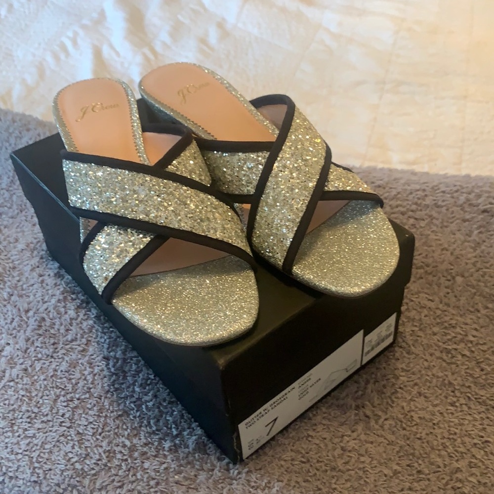 Jcrew glitter strap sandal 7